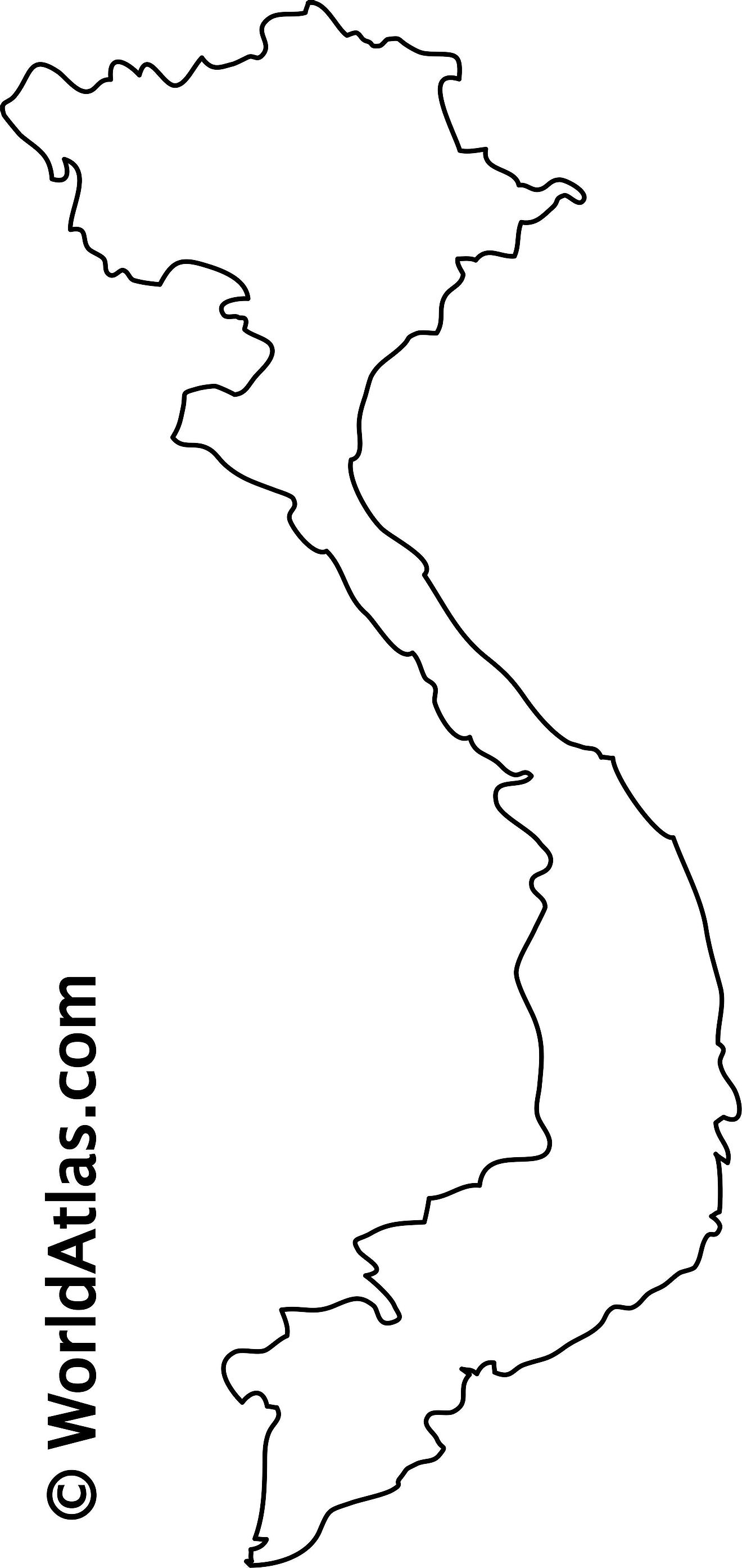 Mapa de contorno en blanco de Vietnam