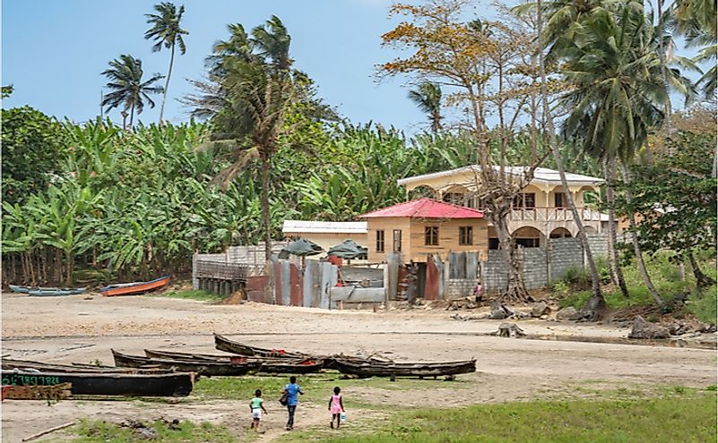 African fishing village by the sea in Sao Tome and Principe.