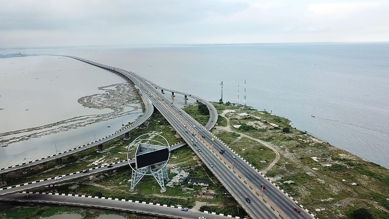 Aerial view of  Third Mainland Bridge, Nigeria.