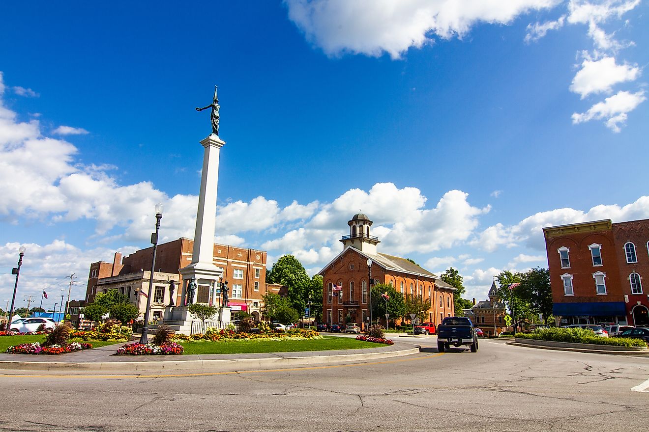 The charming town centre of Angola, Indiana.