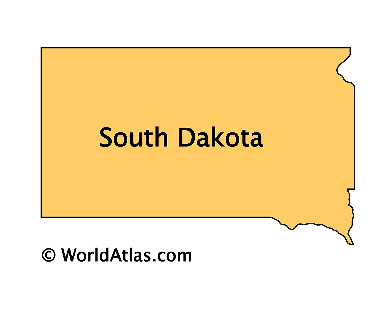 Mapa de contorno de Dakota del Sur