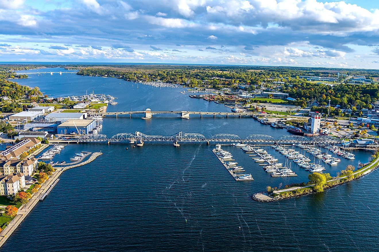 Aerial view of Sturgeon Bay, Wisconsin.