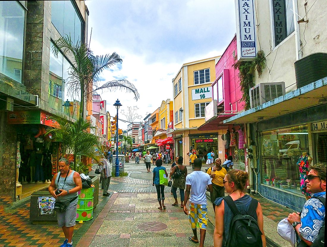 A street in Bridgetown, Barbados. Editorial credit: Solarisys / Shutterstock.com. 