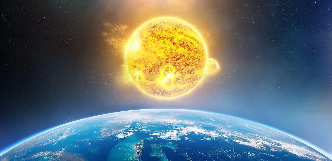 Panoramic view of the Earth and Sun. Elements of this image furnished by NASA.