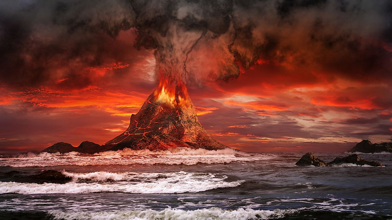 Volcanic cloud shutting off sunlight. Image credit: Melkor3D/Shutterstock.com
