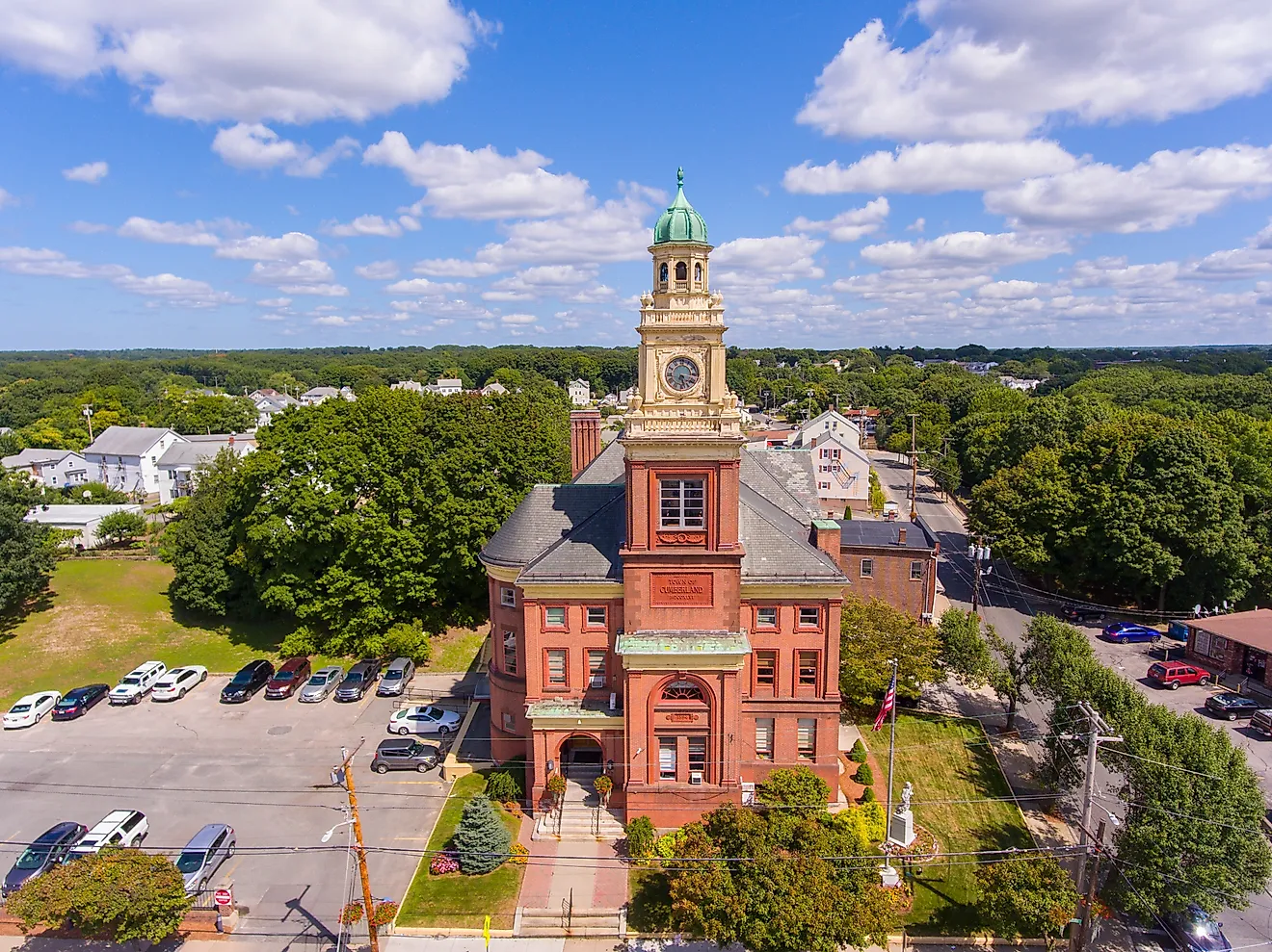 Aerial view of Cumberland, Rhode Island.