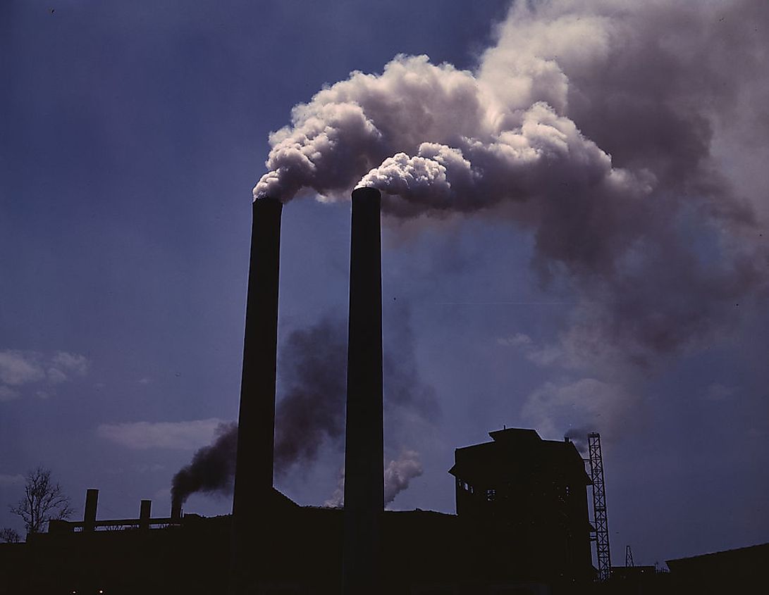 Industrial air pollution is responsible for release of large volumes of greenhouse gasses into the air.