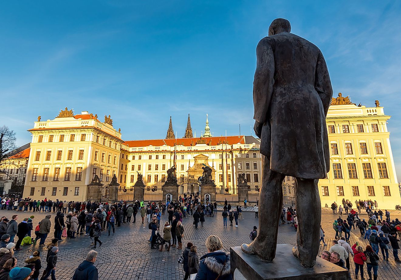 Statue of Tomas Garrigue Masaryk, the first President of Czechoslovakia at Hradcany Square, Prague Castle. Image credit: Kojin/Shutterstock.com