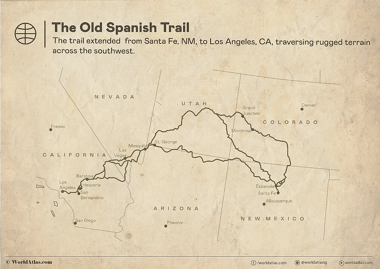 map showing the old Spanish trail