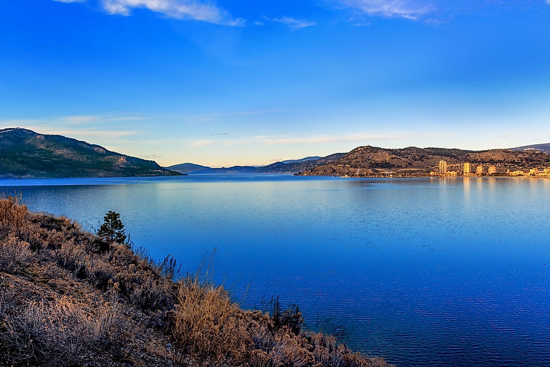 Okanagan Lake with the city of Kelowna in the background. 
