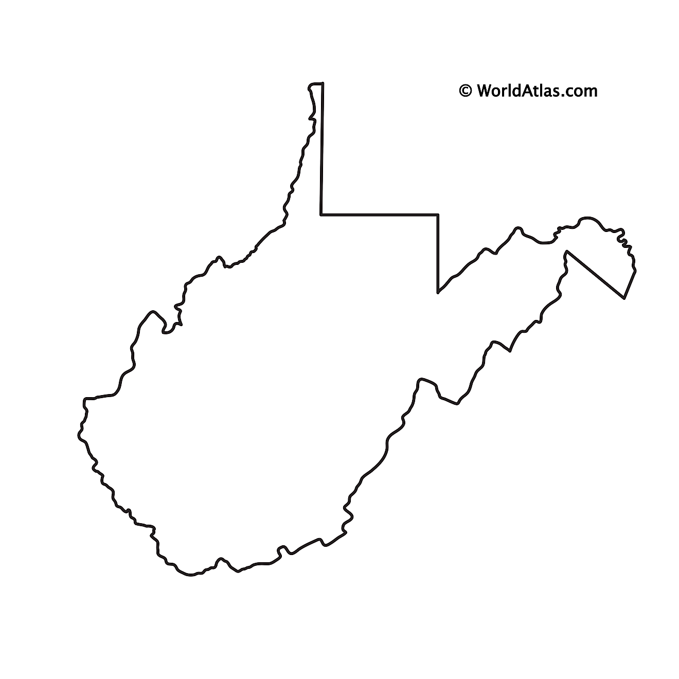 Blank Outline Map of West Virginia