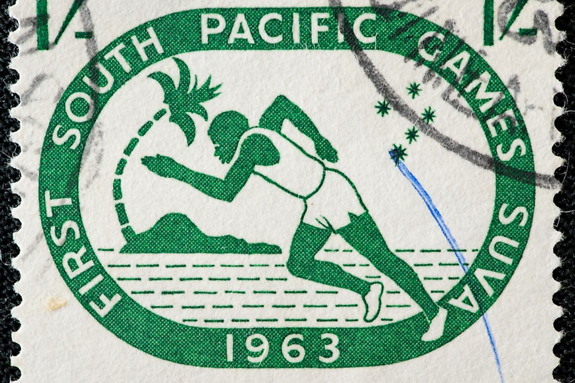 Commemorative stamp of the first South Pacific Games held in 1963. Editorial credit: CTR Photos / Shutterstock.com