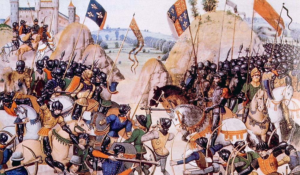 Image depicting the Battle of Crecy (1346) of the Hundred Years' War.