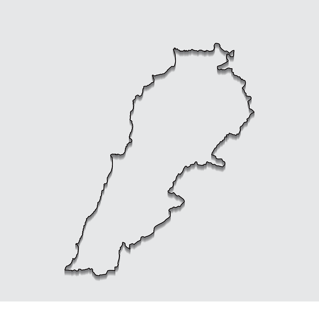 Mapa de contorno en blanco del Líbano