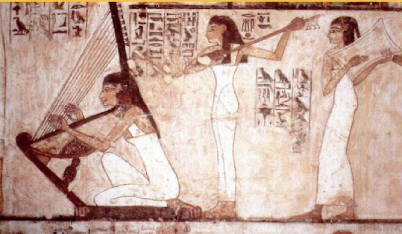 Ancient Egyptians playing music. In Wikipedia. https://en.wikipedia.org/wiki/Egypt By Brenda Williams - Ancient Egyptian Homes. Capstone Classroom. ISBN 978-1-4034-0514-2., Public Domain, https://commons.wikimedia.org/w/index.php?curid=114775043