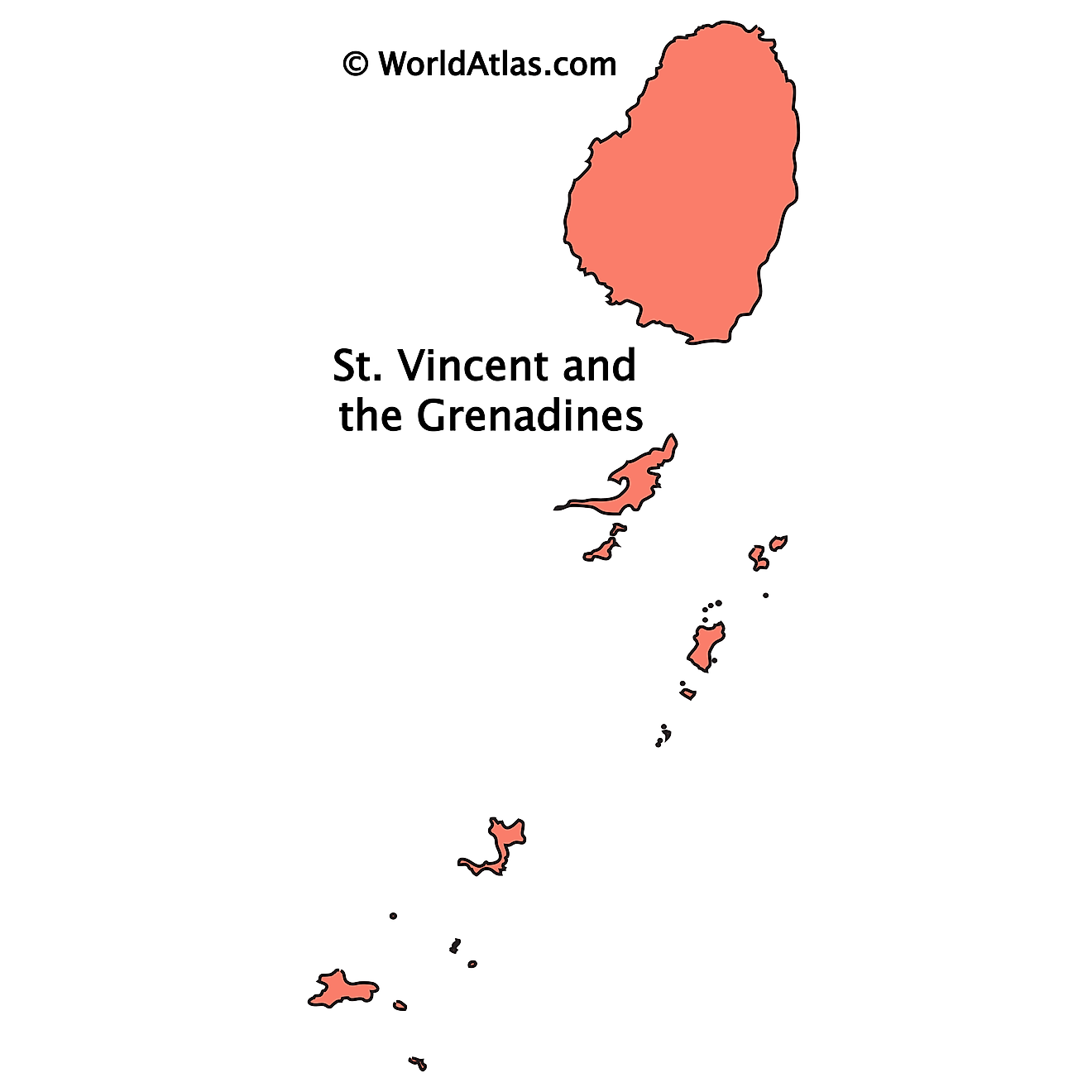 Outline Map of St. Vincent and the Grenadines