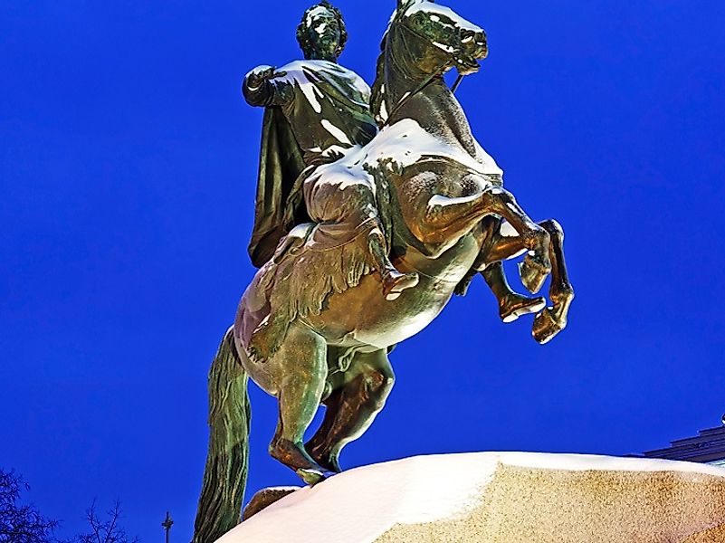 Statue honoring Peter the Great, who preferred the title of "Emperor of all of Russia" over that of "Tsar".