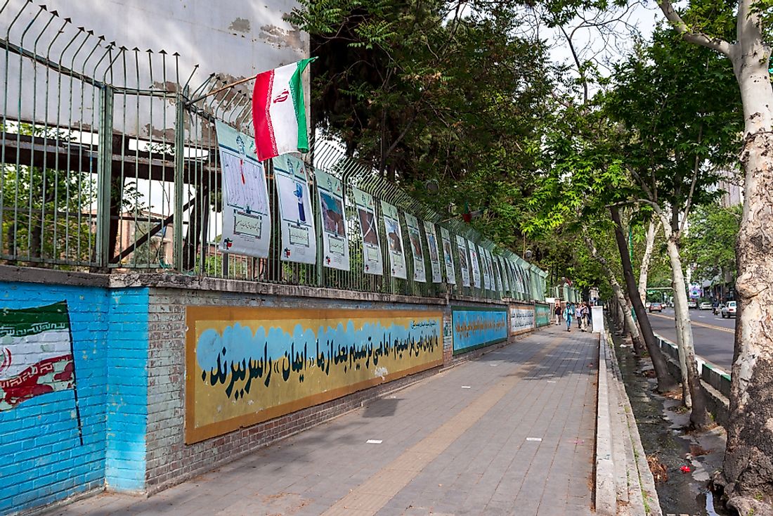 This building was formerly the US Embassy in Tehran, which was the site of the hostage crisis. Editorial credit: Andrew V Marcus / Shutterstock.com.