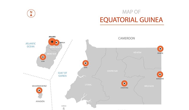 A map showing Equatorial Guinea's geographic position. 