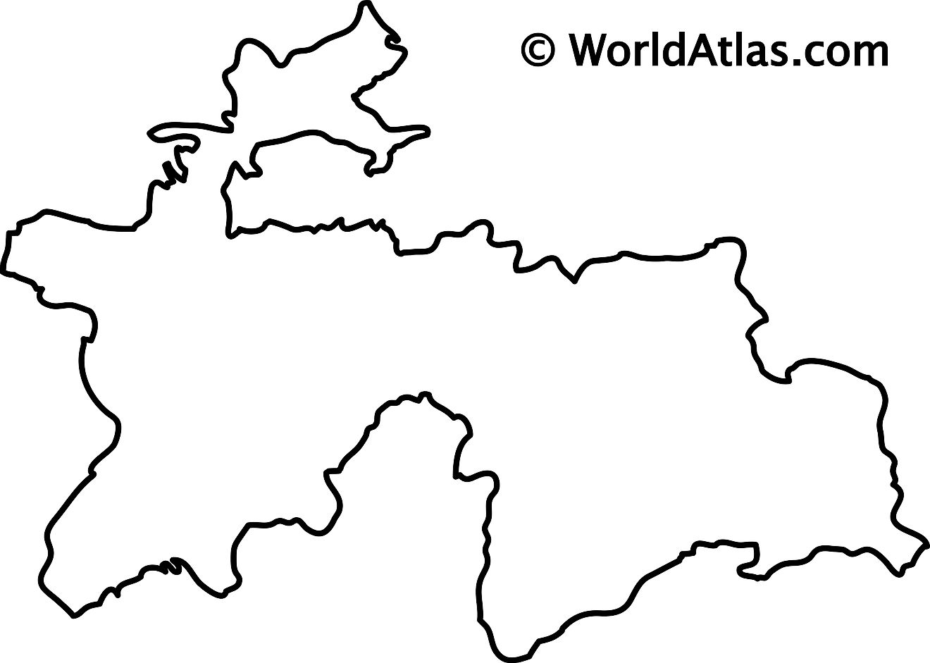 Blank Outline Map of Tajikistan