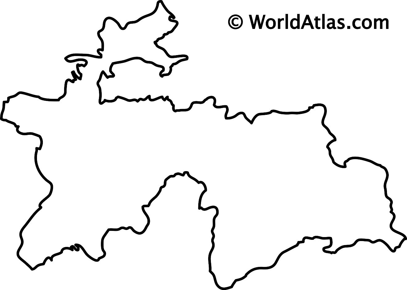 Blank Outline Map of Tajikistan