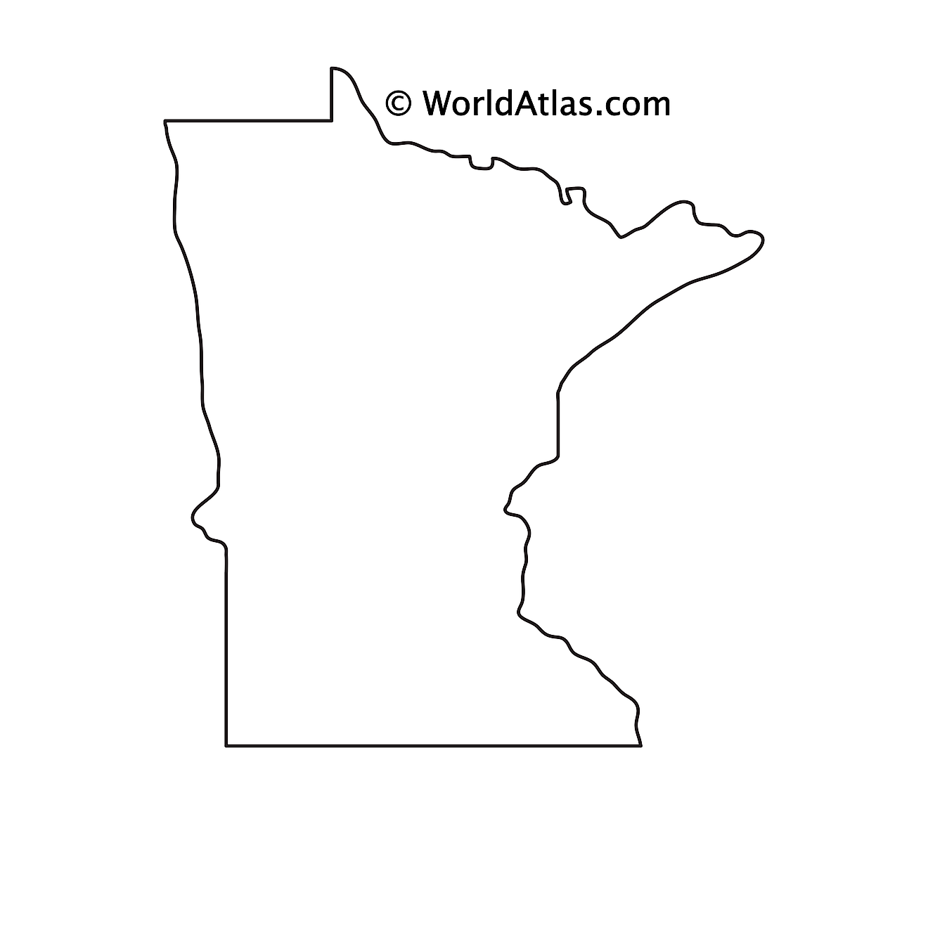 Mapa de contorno en blanco de Minnesota