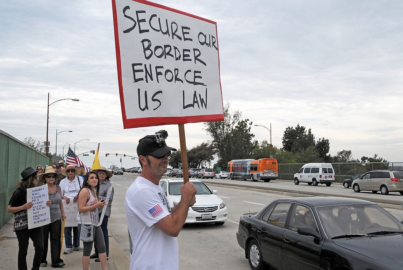BURBANK, CA JULY 19, 2014: Protesters demonstrate against illegal immigration and amnesty for undocumented immigrants. Image credit: Dan Holm/Shutterstock.com