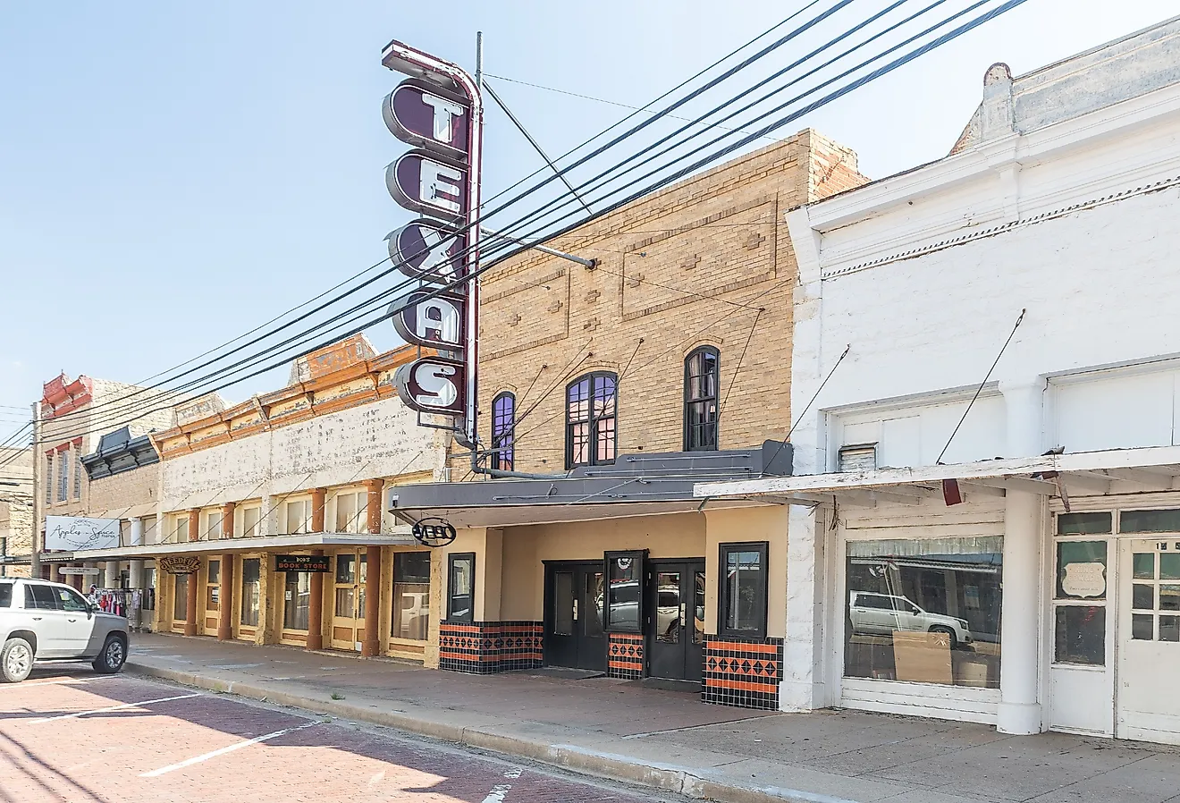  Texas Theater in Downtown Ballinger, Texas. Image credit Renegomezphotography, CC BY-SA 4.0 <https://creativecommons.org/licenses/by-sa/4.0>, via Wikimedia Commons