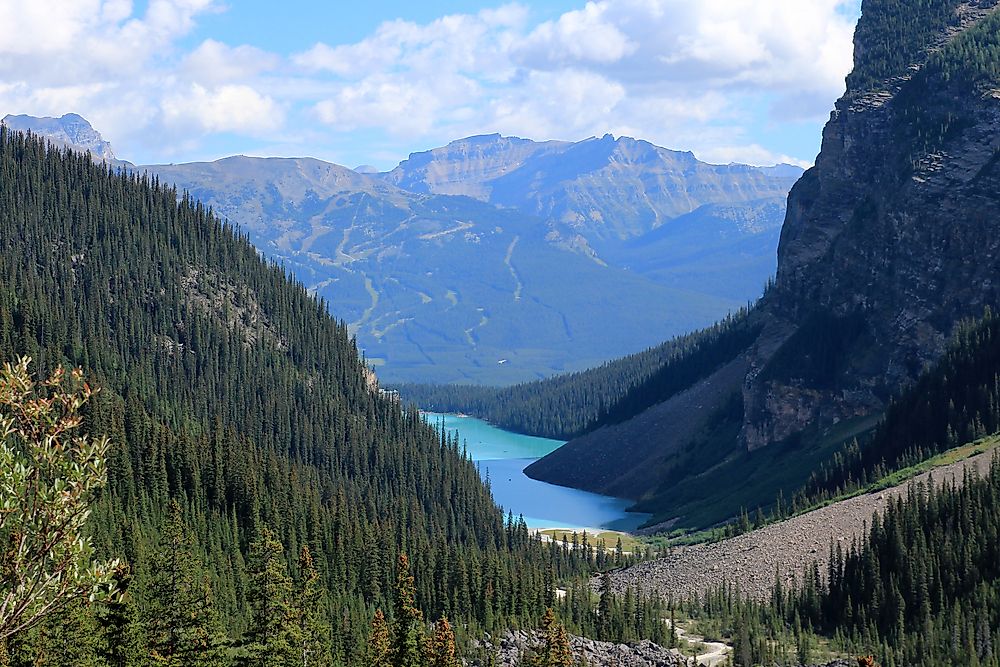 Lake Louise as seen from the Plain of Six Glaciers hike. 