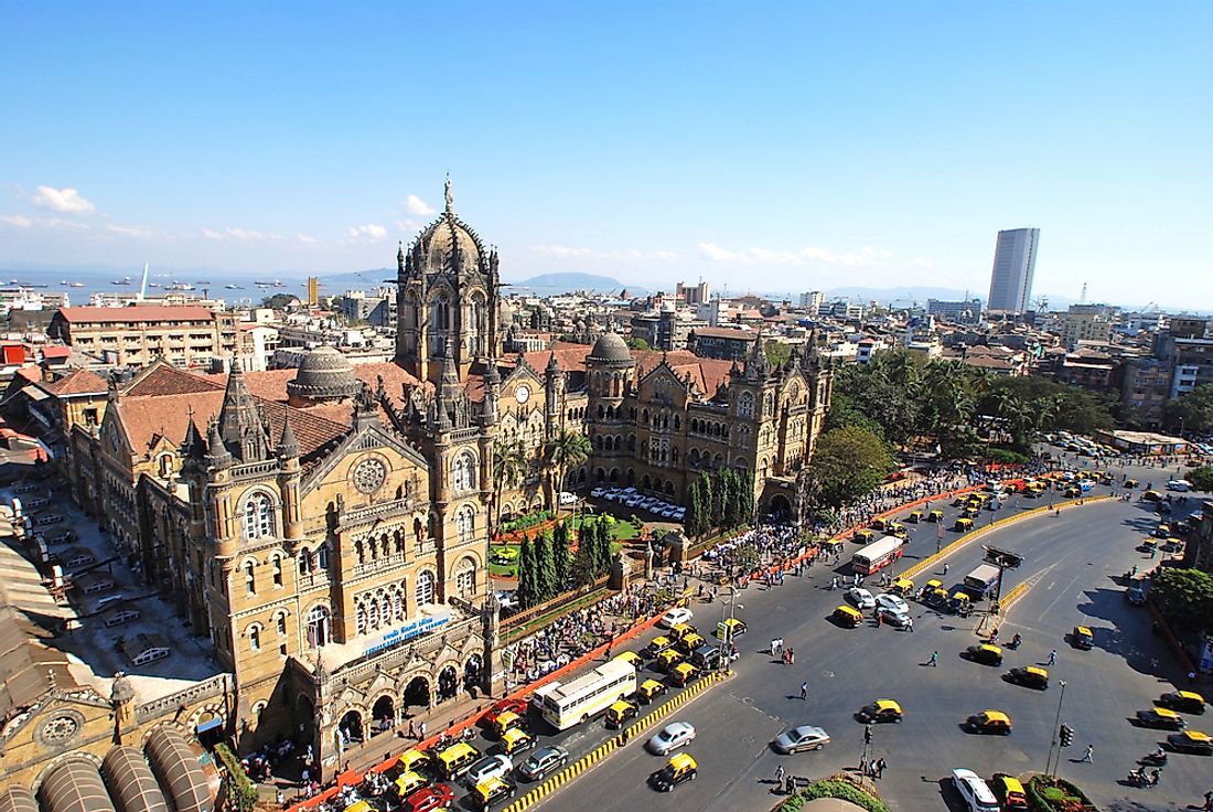 Passenger and vehicle traffic around the main train station in Mumbai.
