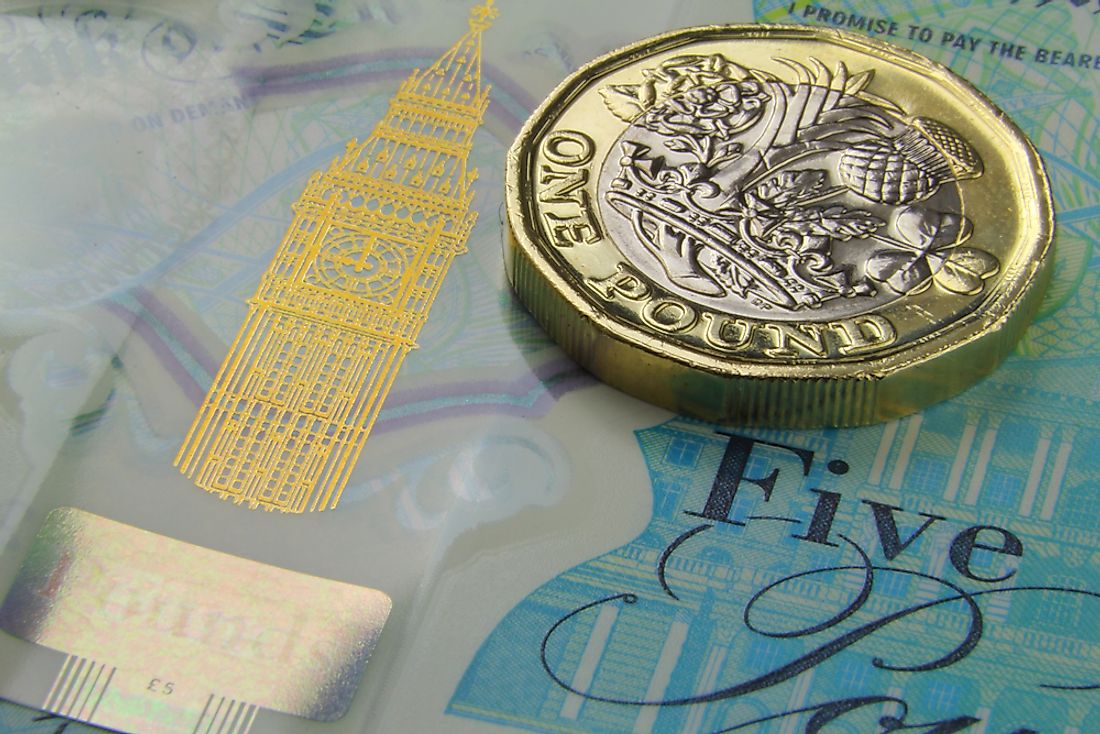 A close-up of British pounds. 