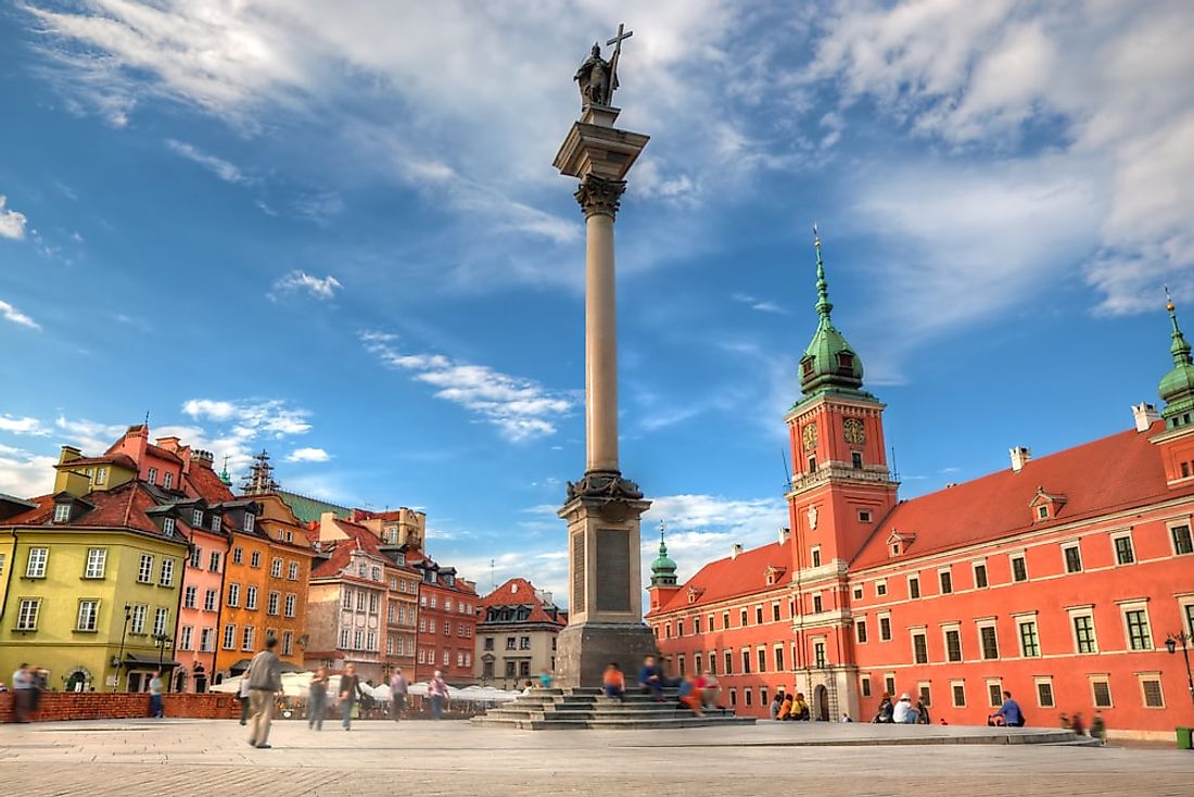 Historical Castle Square in Warsaw, Poland.