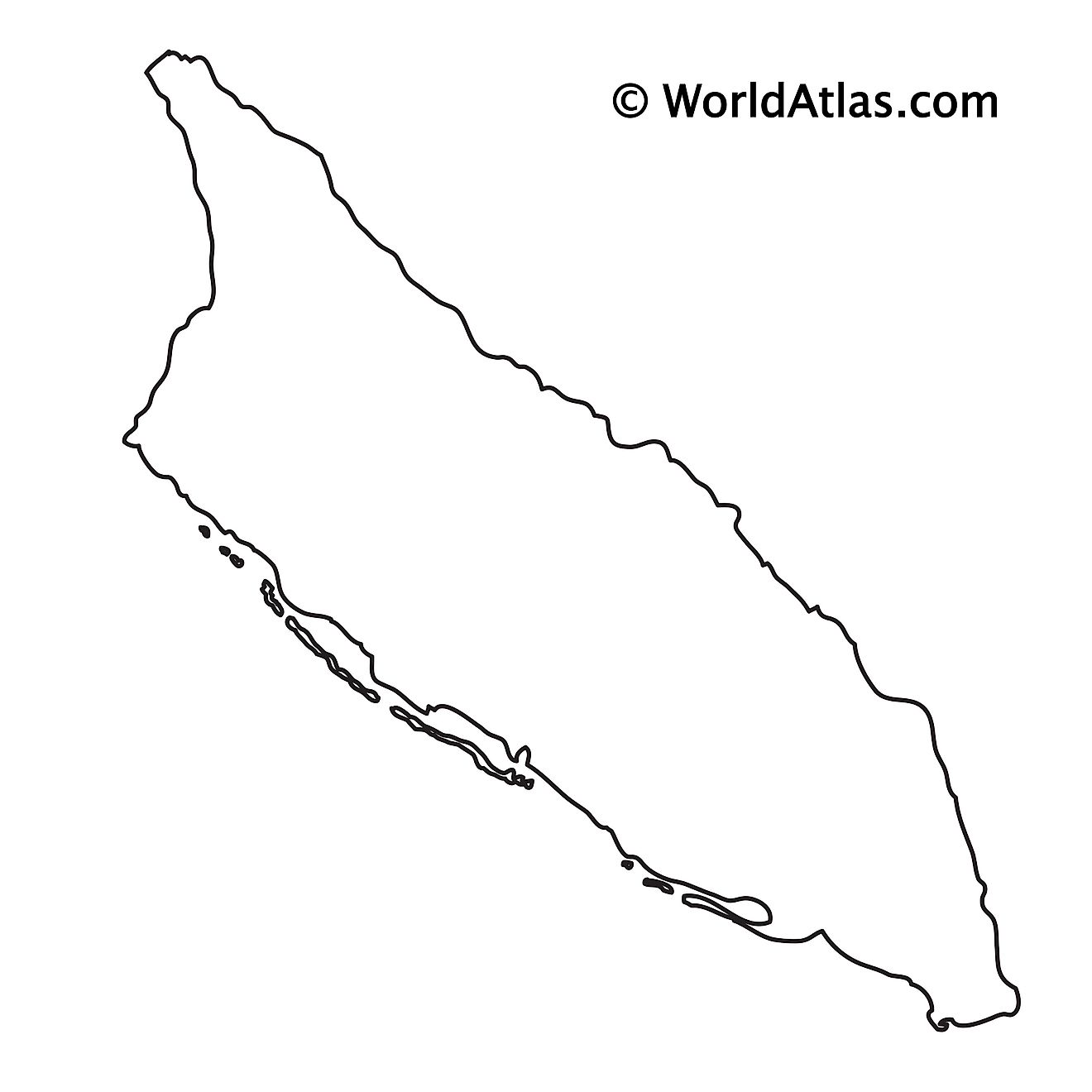 Blank outline map of Aruba