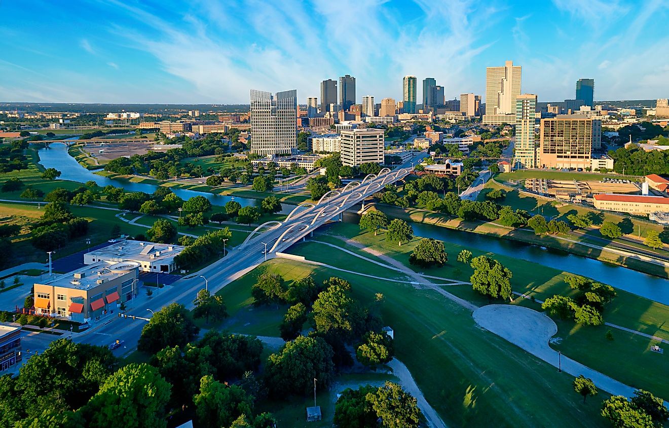 Aerial view of Fort Worth, Texas.