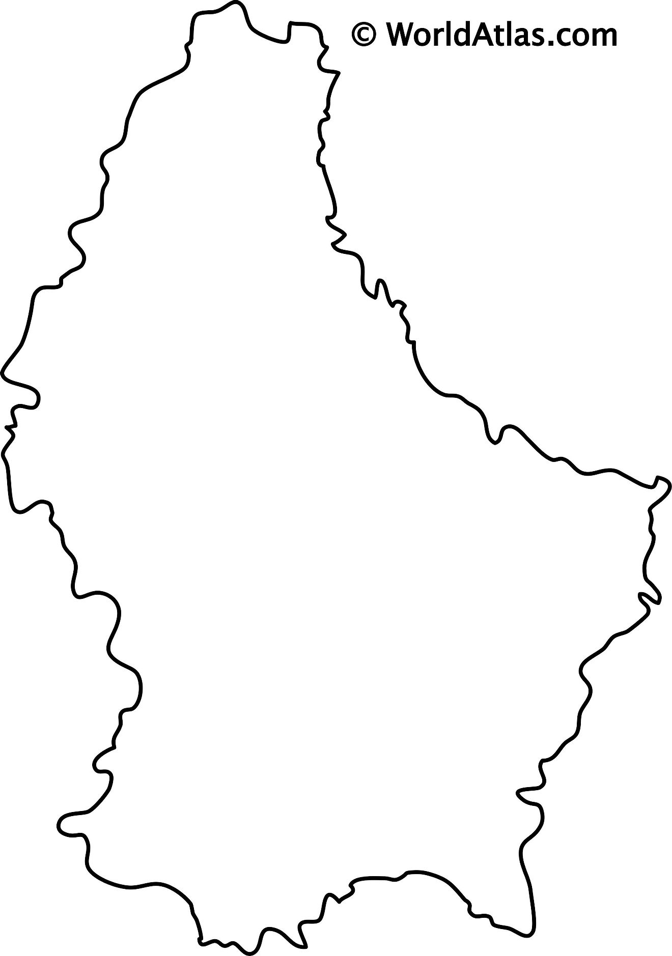 Mapa de contorno en blanco de Luxemburgo