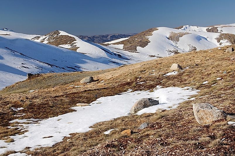 The Snowy Mountains in Kosciuszko National Park are home to Australia's highest peaks, including Mount Townsend.