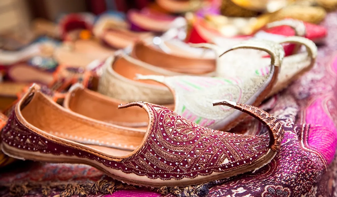 Traditional Iranian woman's shoes for sale at a bazaar in Shiraz, Iran.