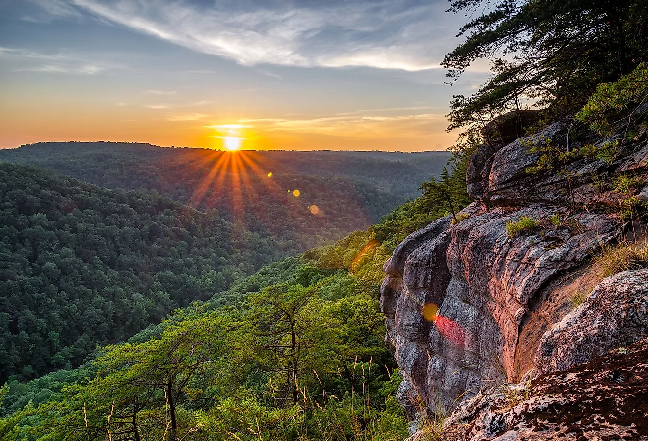 Summer sunset over the Big South Fork National River and Recreation area