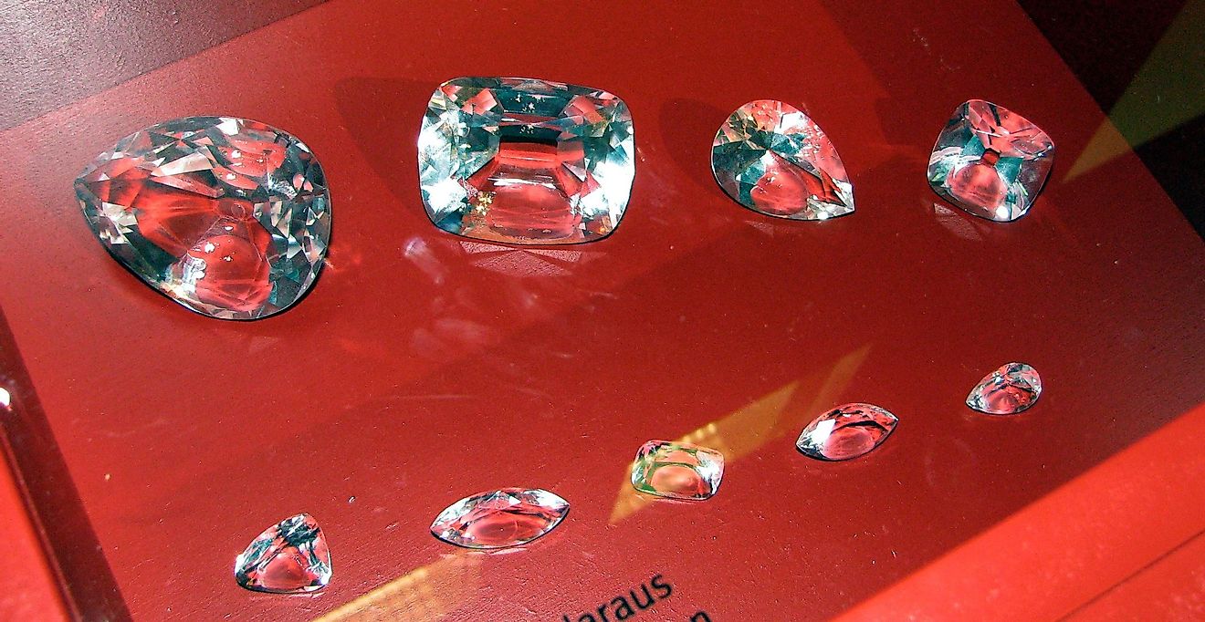 Copy of nine of the diamonds cut from the famous Cullinan diamond exhibited in a museum in Munich. 