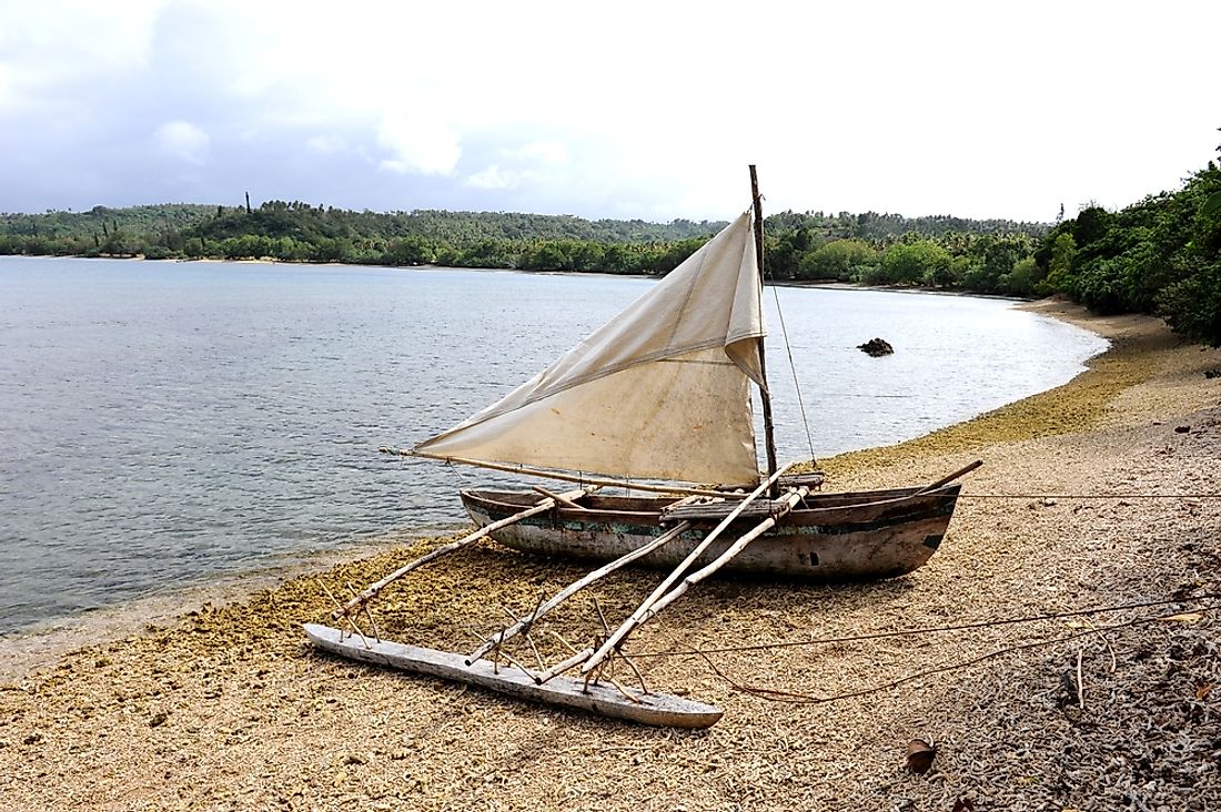 A traditional dugout canoe in Vanuatu. 