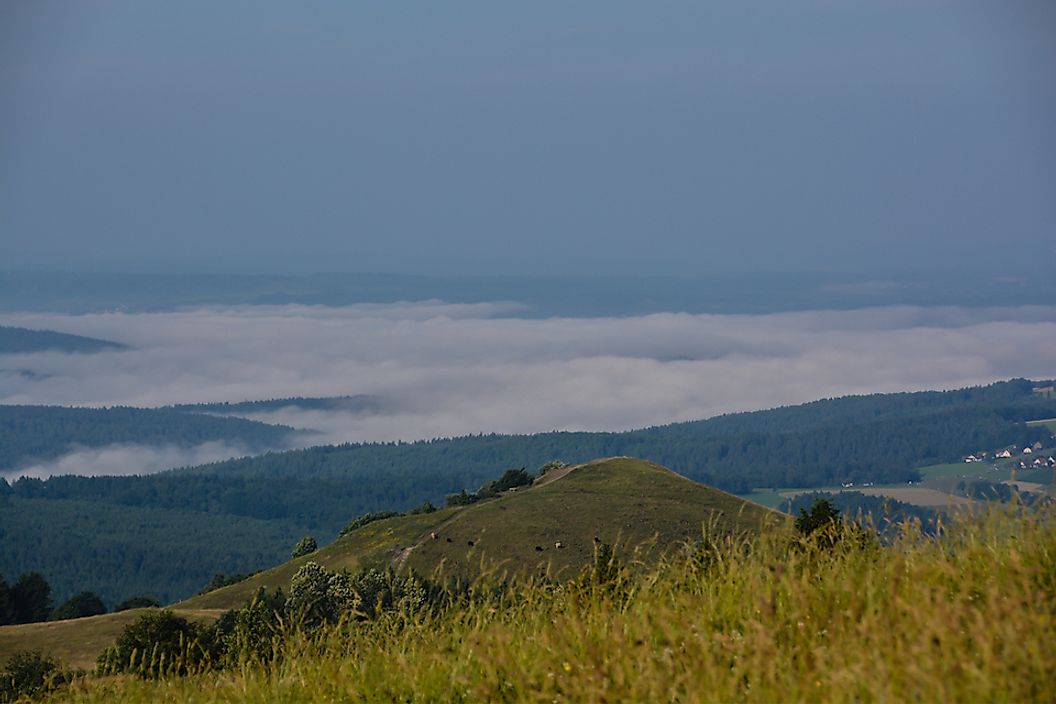 The Wasserkuppe is the highest peak in the Rhön Mountains.