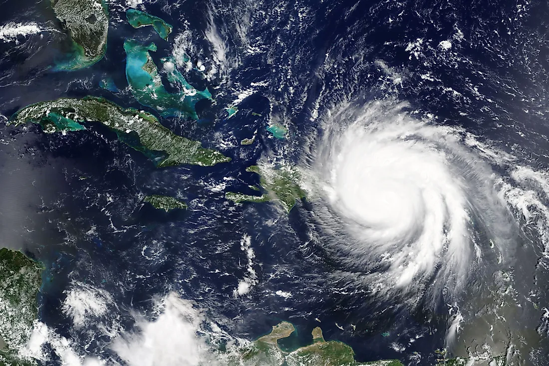 Hurricanes form in the open ocean before moving towards nearby landforms.