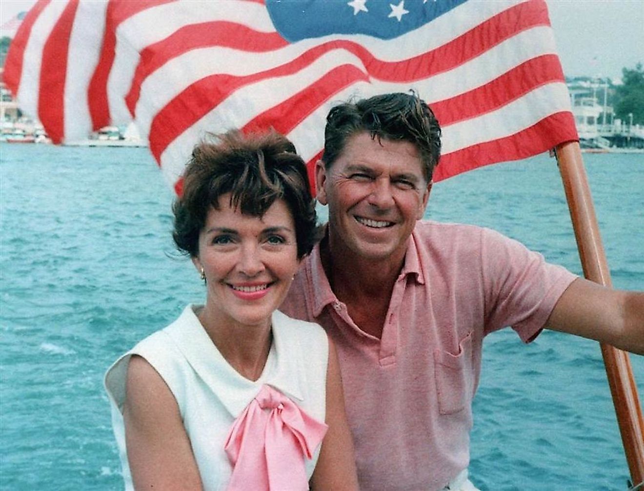 Nancy and Ronald Reagan aboard a boat in California, 1964.