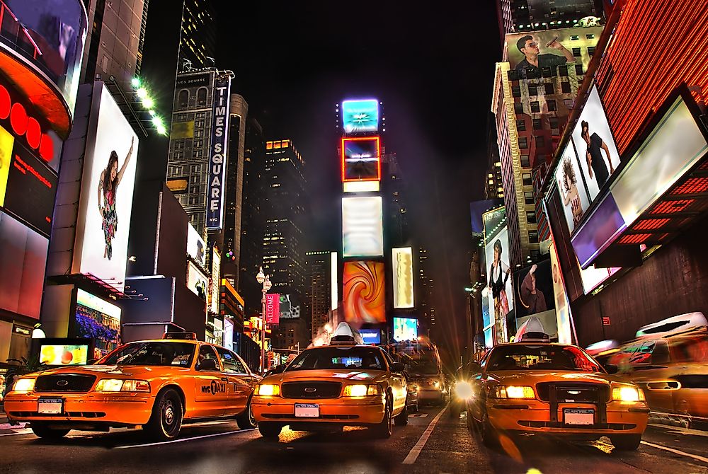Times Square - a giant wall of advertisements.