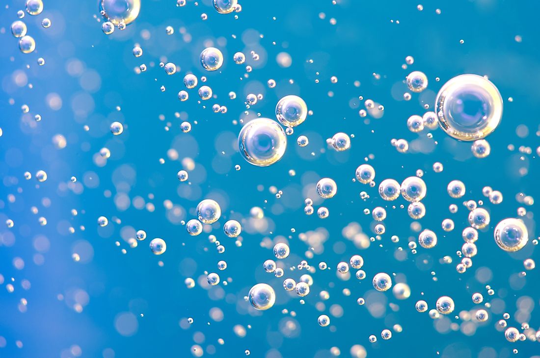 Oxygen bubbles in water. 