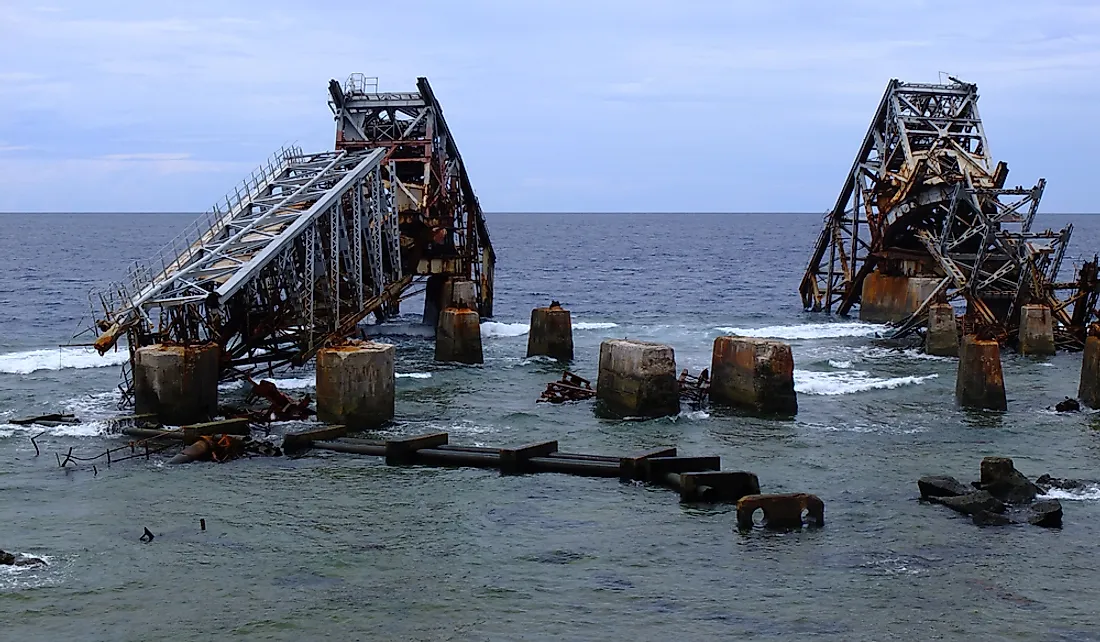 A phosphate loading station in the coastal waters of Nauru.