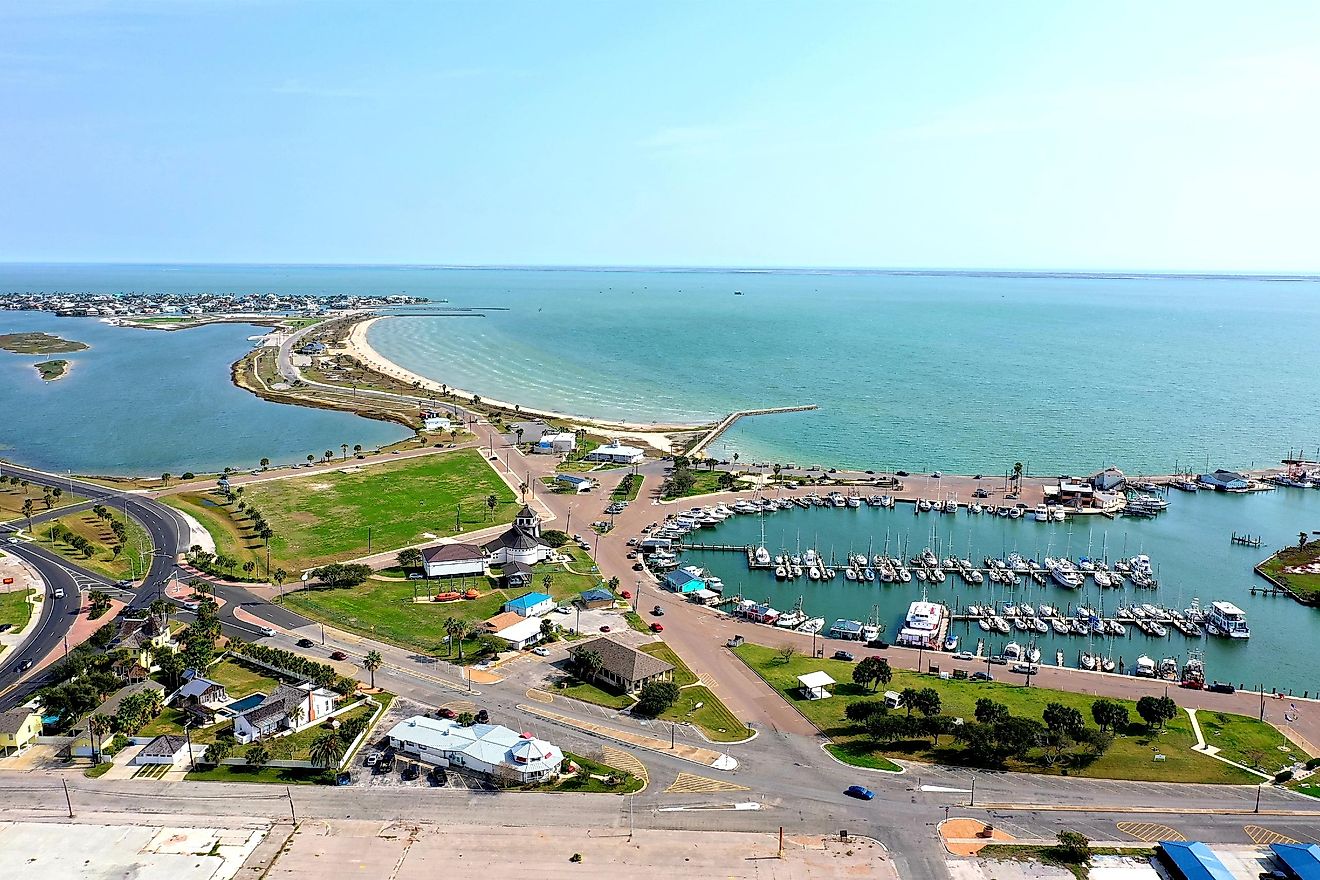 Overlooking Rockport, Texas waterfront.