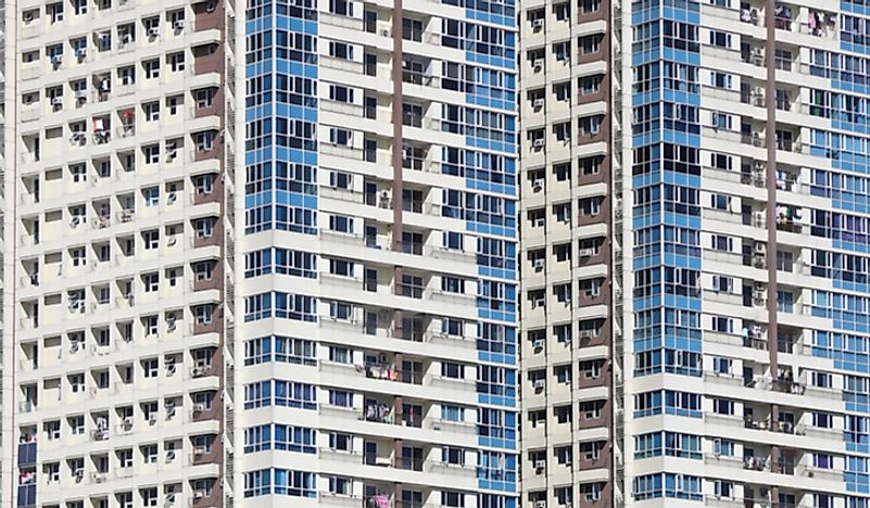 High-rise living is common in dense cities of the world. 