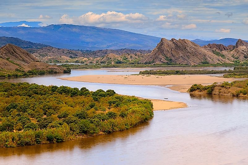The Magdalena River makes its way through the Colombian highlands.