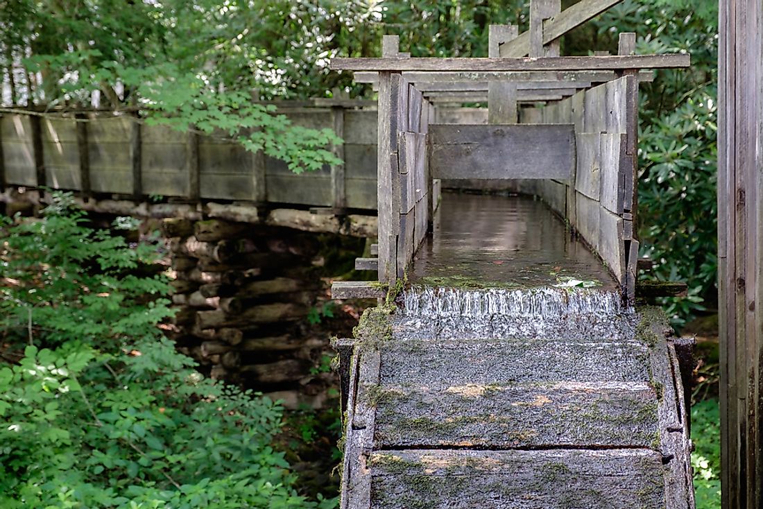 Flumes were traditionally built as part of a millrun to channel water to turn a water wheel. 